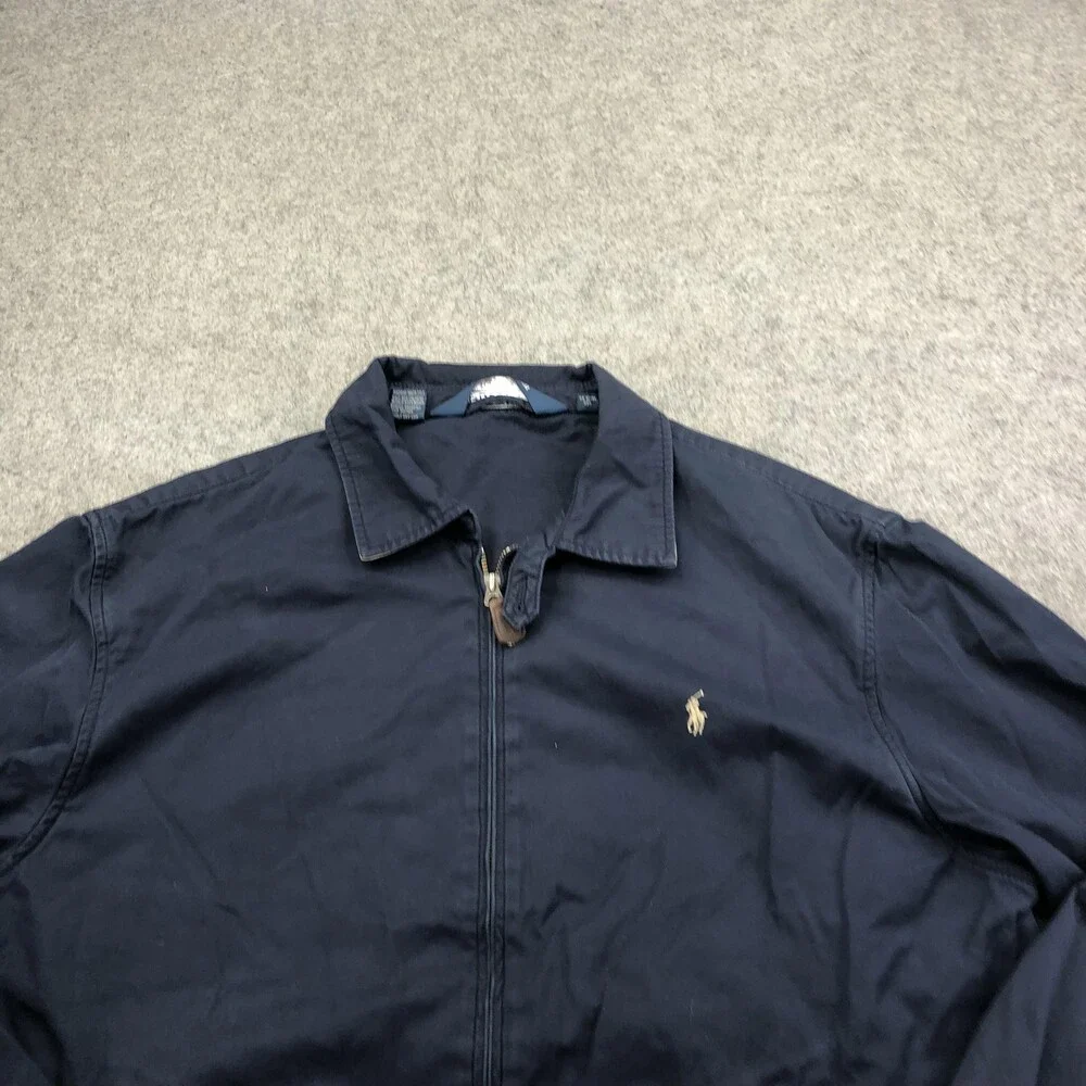 Polo Ralph Lauren Jacket Mens XL Blue Canvas Full Zip Windbreaker Bi-Swing